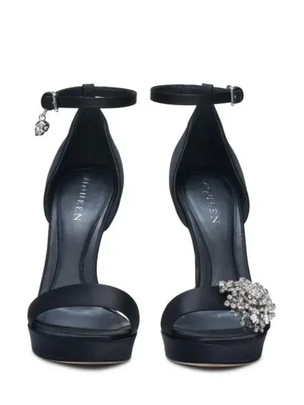 McQueen 125mm Satin Platform Charm-Strap Sandals